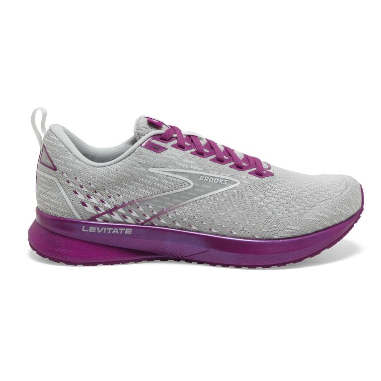 Brooks Levitate 5 Womens Road Running Shoes - Grey/Lavender Purple/Baton Rouge - Indonesia (YISG-835